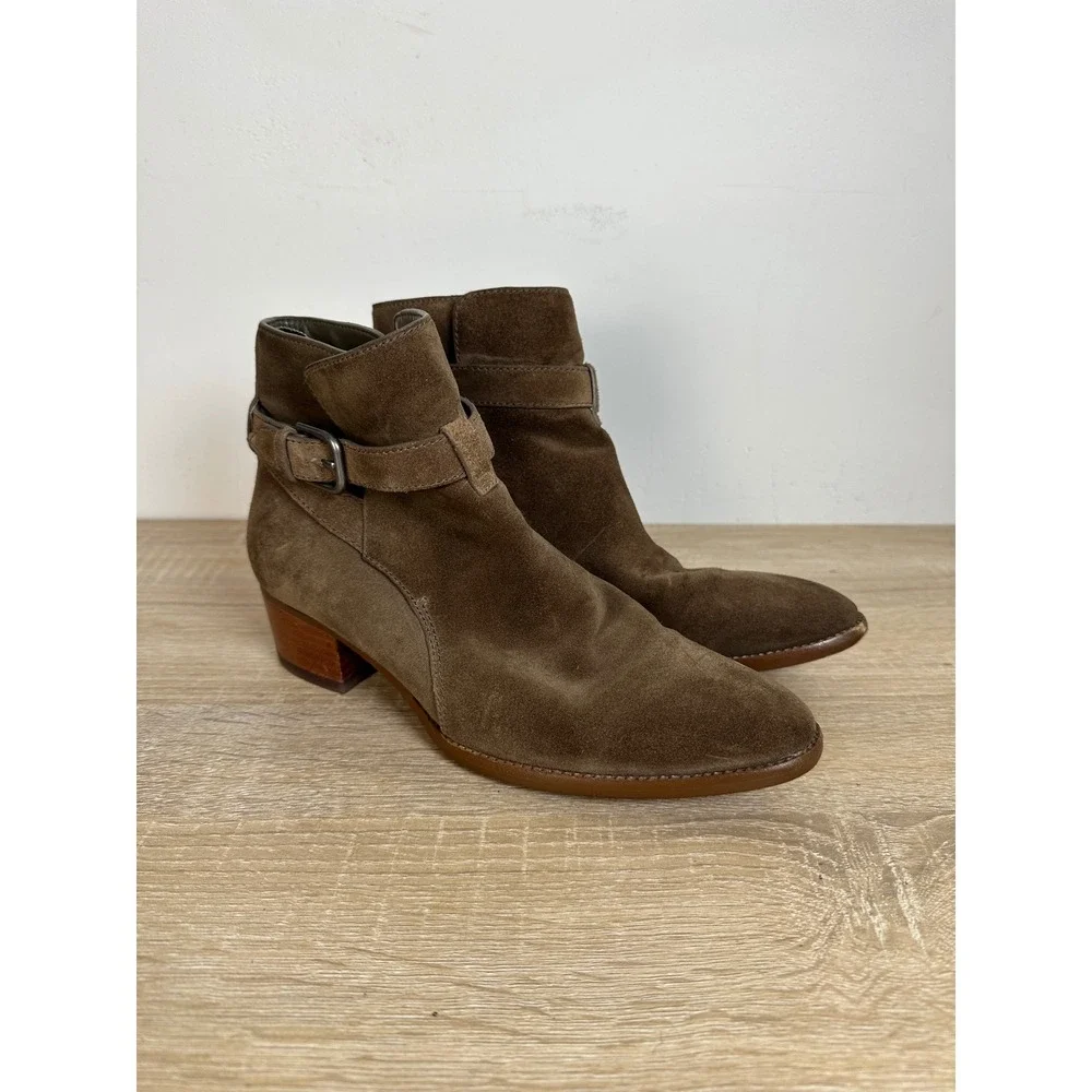Marc Fisher LTD Razzle Brown Suede Buckle Ankle Boots MLRAZZLE Womens 7.5M